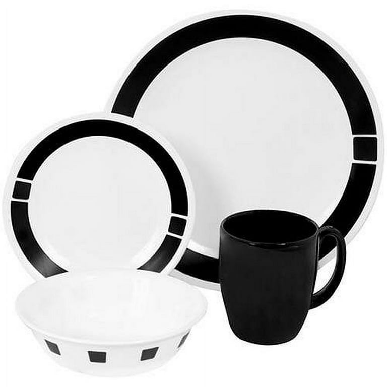 Corelle Livingware 16-Piece Dinnerware Set, Urban Black, Service for 4 