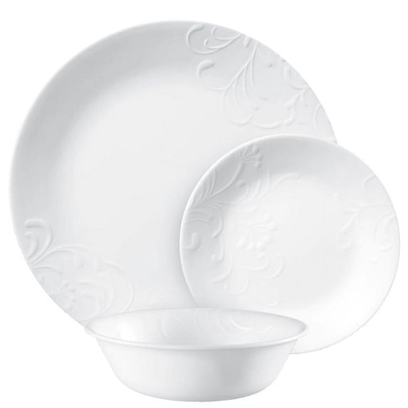 Corelle Madeline Embossed 12-Piece Glass Dinnerware Set (Service for 4)