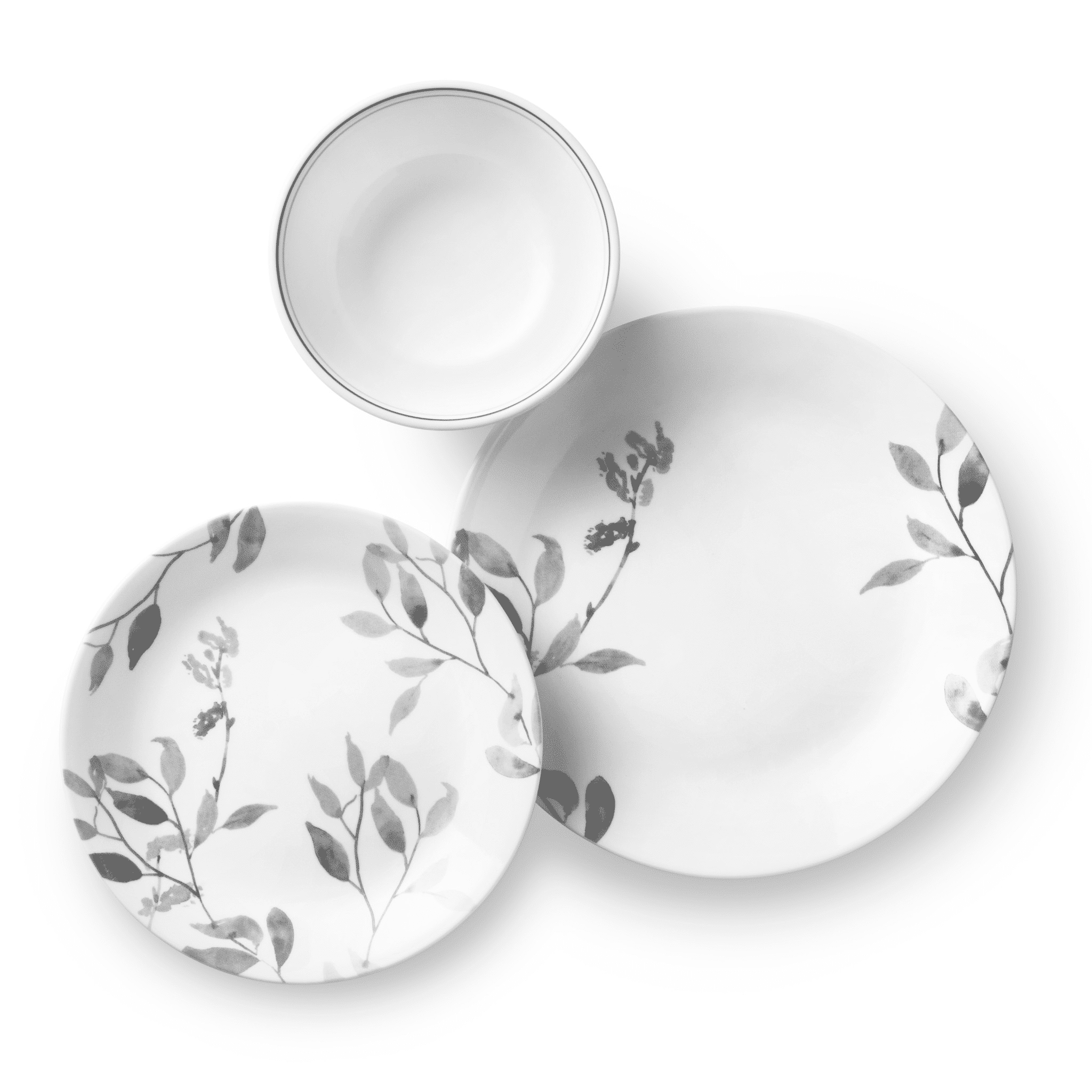 Misty Leaves 12-Piece Glossy Glass Dinnerware Set