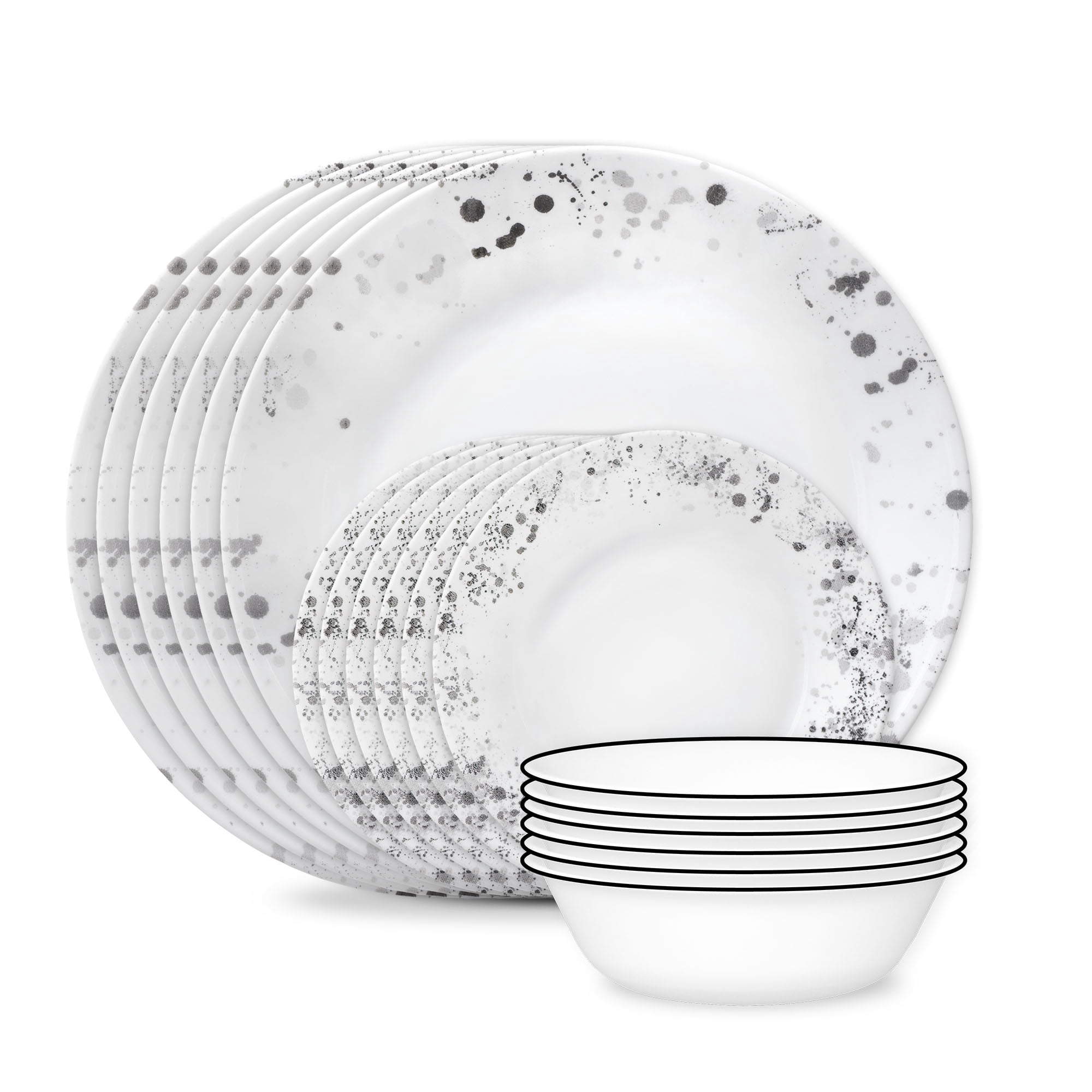 Corelle Monochromatic 18-Piece Glass Dinnerware Set (Service for 6 ...