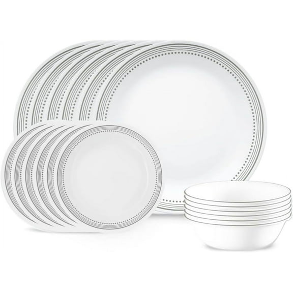 Corelle Mystic Gray 18-Piece Glass Dinnerware Set (Service for 6)