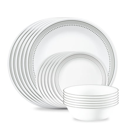 Corelle Mystic Gray 18-Piece Glass Dinnerware Set (Service for 6)