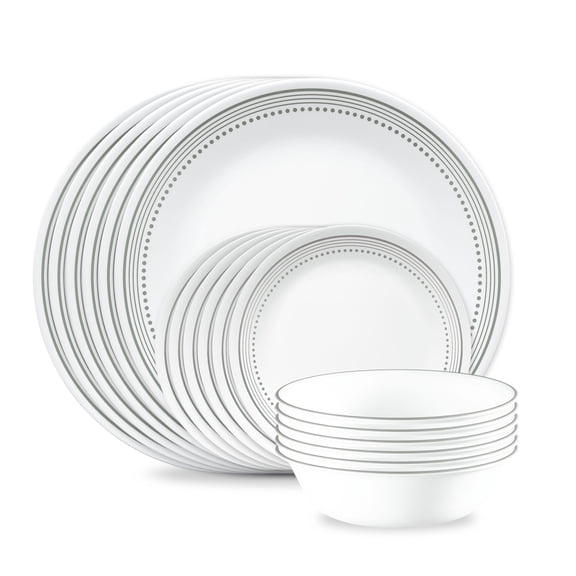 Corelle Mystic Gray 18-Piece Glass Dinnerware Set (Service for 6)