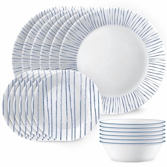 Corelle Nautical Stripes 18-piece Dinnerware Set (Service for 6)