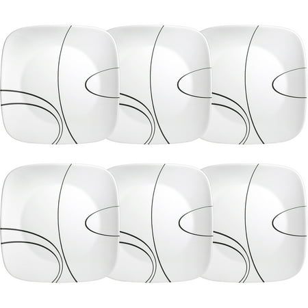 Corelle Simple Lines 10.5" Square Glass Dinner Plate (Set of 6)