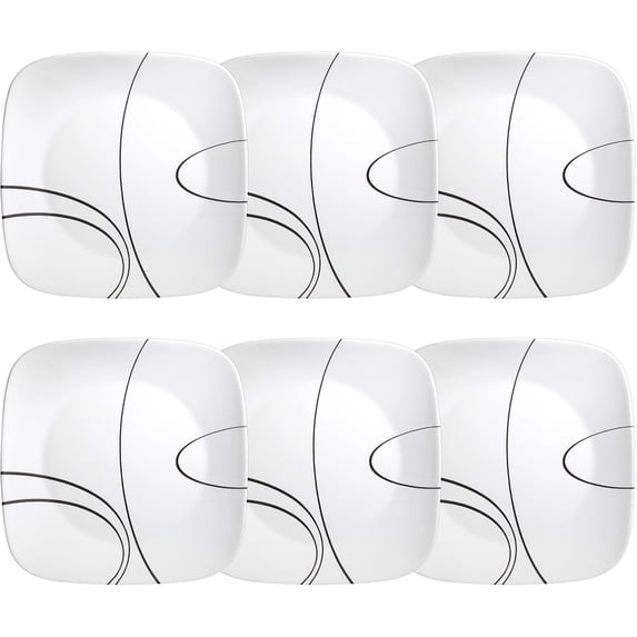Corelle Simple Lines 10.5" Square Glass Dinner Plate (Set of 6)