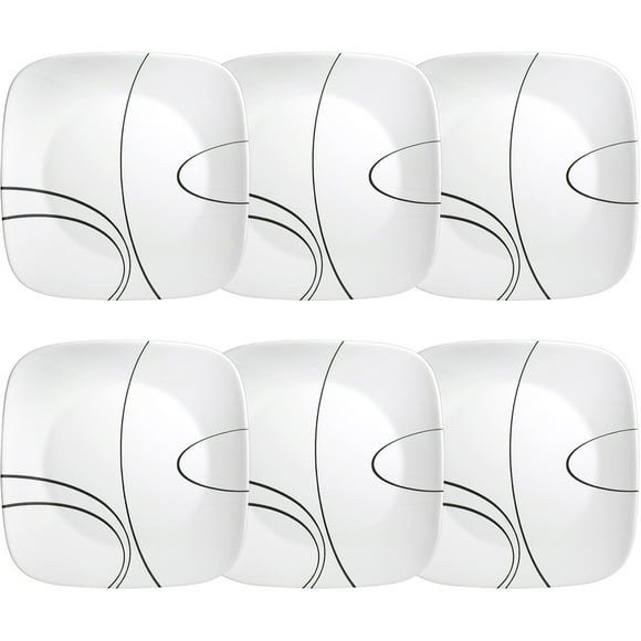 Corelle Simple Lines 10.5" Square Glass Dinner Plate (Set of 6)