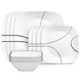 thumbnail image 1 of Corelle Simple Lines 12-Piece Square Glass Dinnerware Set (Service for 4), 1 of 7