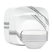 Corelle Simple Sketch 18-Piece Square Glass Dinnerware Set Service for 6