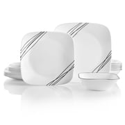 Corelle Simple Sketch 18-Piece Square Glass Dinnerware Set (Service for 6)