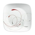 thumbnail image 1 of Corelle Splendor Square 10.5 Inch Glass Dinner Plate, Classic Gray and Red Design, 1 of 6