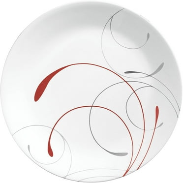 Corelle Splendor, White and Red Round Dinner Plate, 10.25"