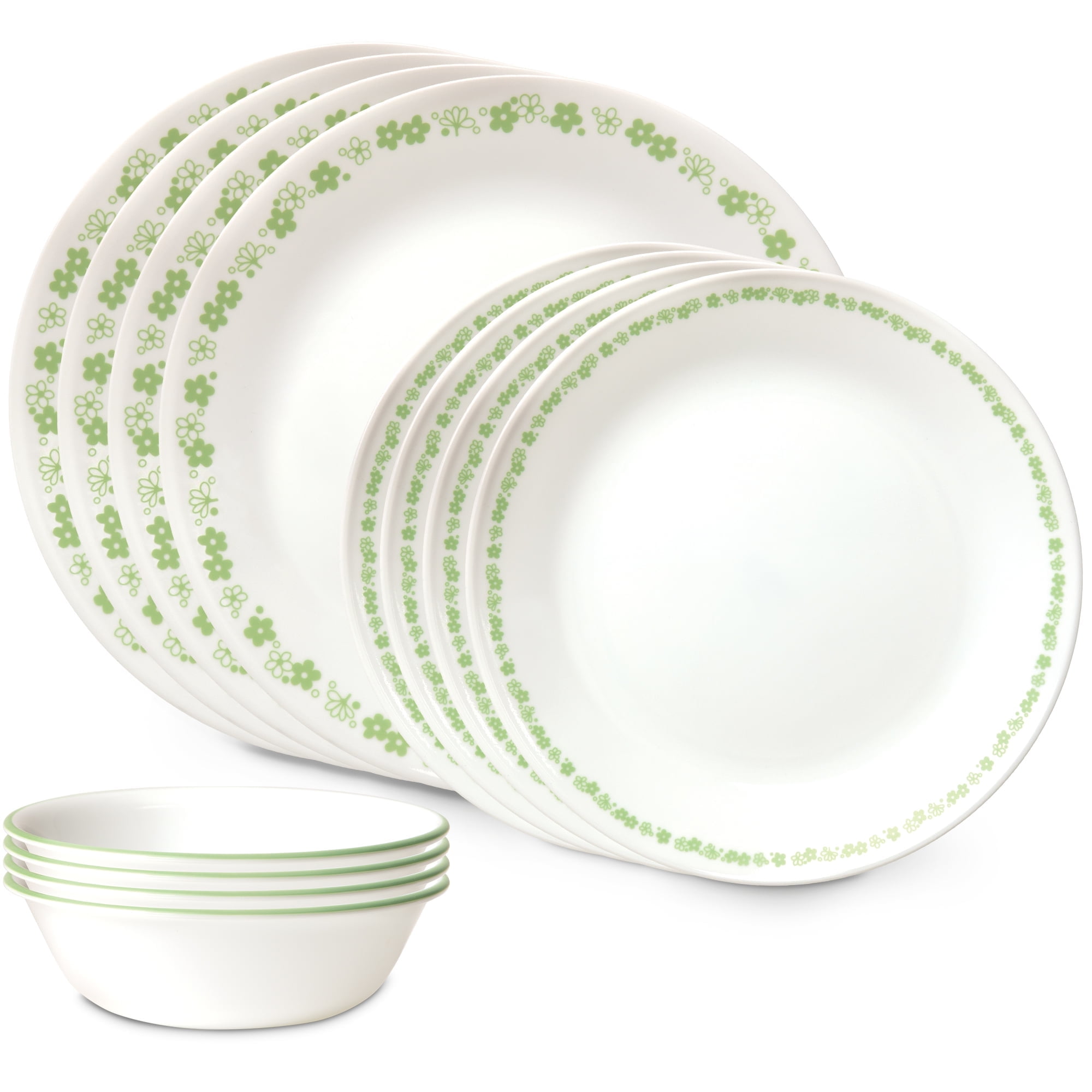 Corelle Spring Blossom Dishes 12 Piece Dinnerware Set Service for 4 Walmart