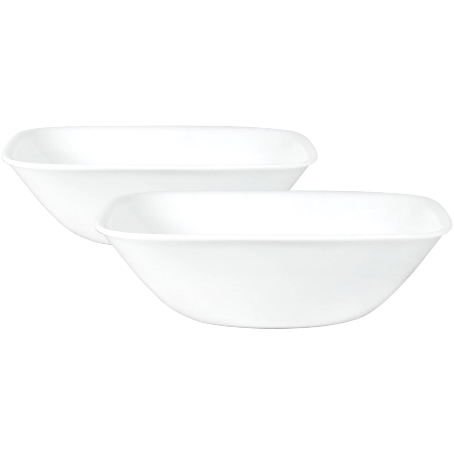 Corelle Pure White 32 oz Square Glass Serving Bowl (Set of 2)