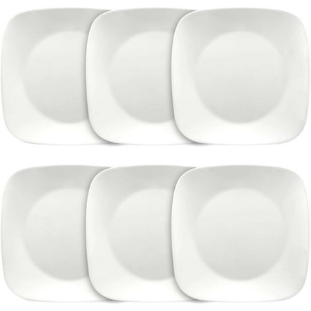 Corelle Square Pure White 10.5" Dinner Plates, Set of 6