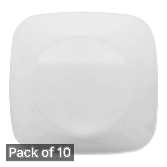 Corelle Pure White Square Lunch Plate, 9" (Pack of 10)