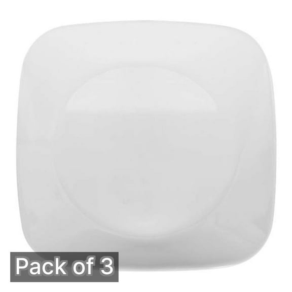 Corelle Pure White Square Lunch Plate, 9" (Pack of 3)