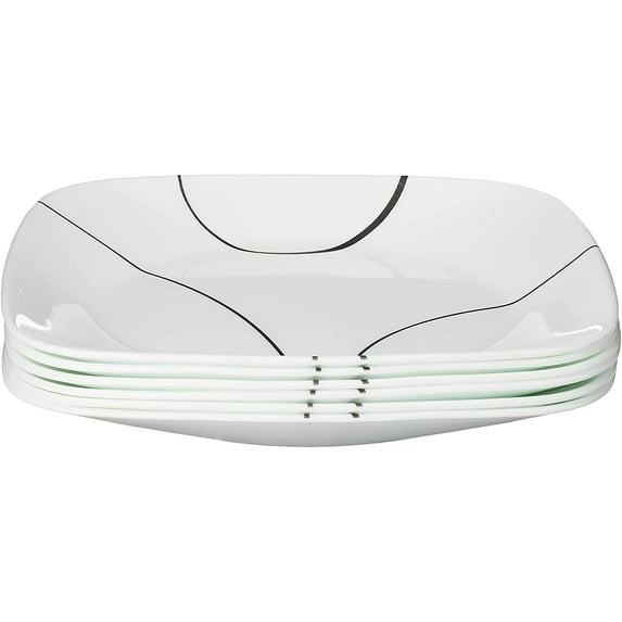 Corelle Square Simple Lines 9-Inch Plate Set (6-Piece) - Lunch Plate 6-Pack