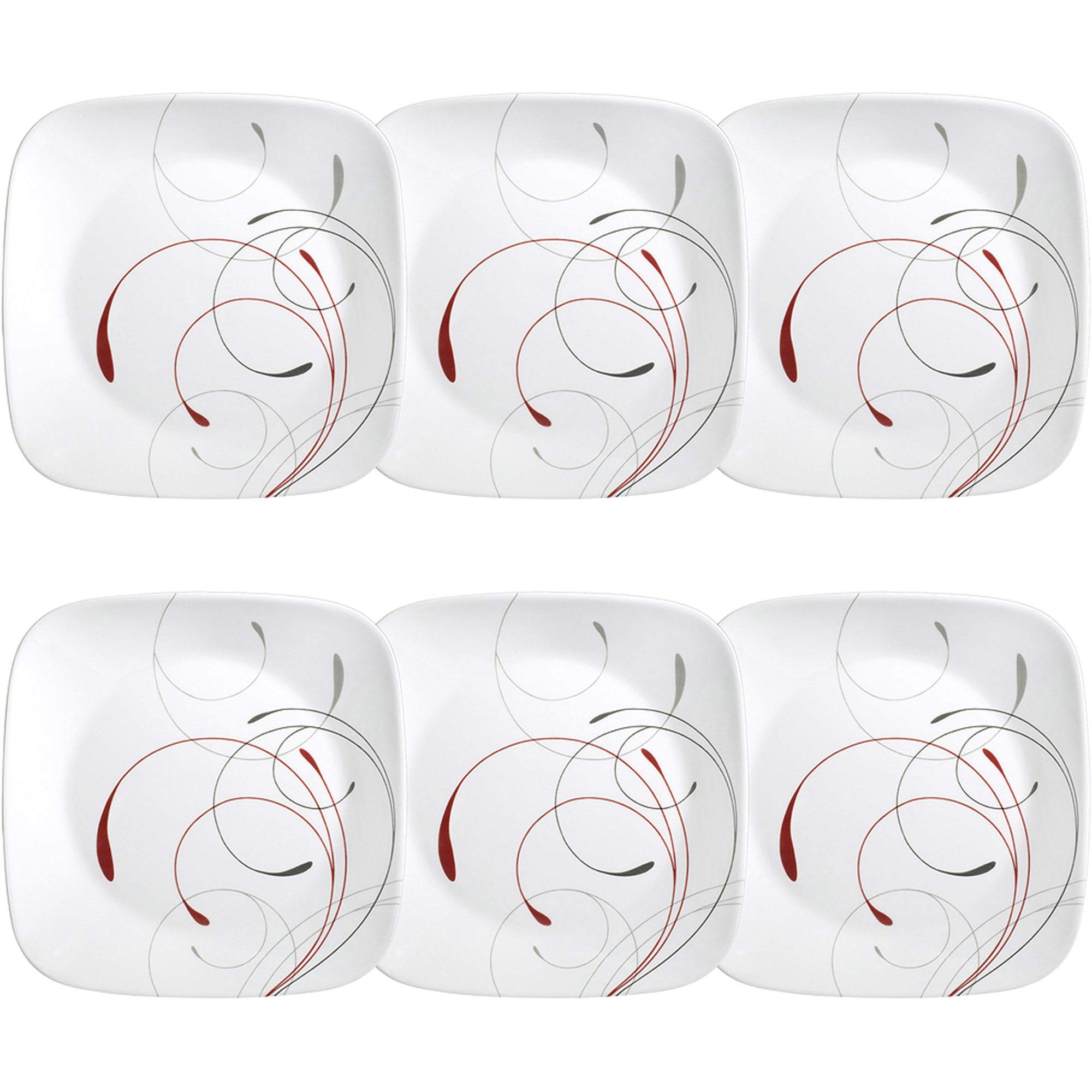 Corelle® Square Splendor, Lunch Plates, Set of 6, Lightweight, ChipResistant, Ceramic