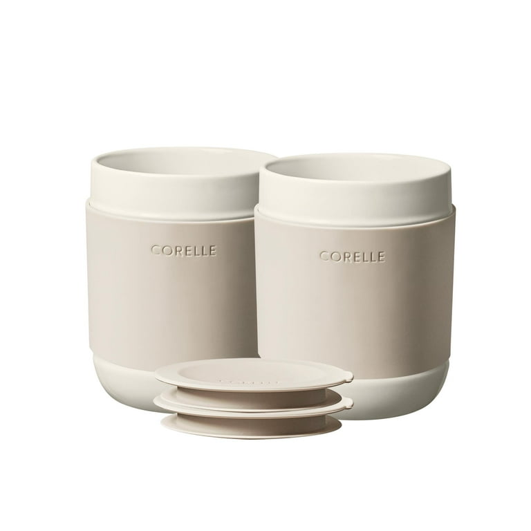 Corelle Stoneware 13.5 oz Travel Tumblers with Lids and Sleeves Set of 2 Oatmeal Walmart