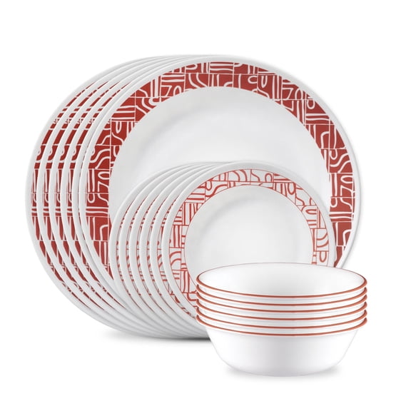 Corelle Terra Rosa 18-Piece Glass Dinnerware Set (Service for 6)