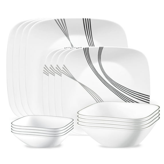Corelle Urban Arc 16-Piece Square Glass Dinnerware Set (Service for 4)