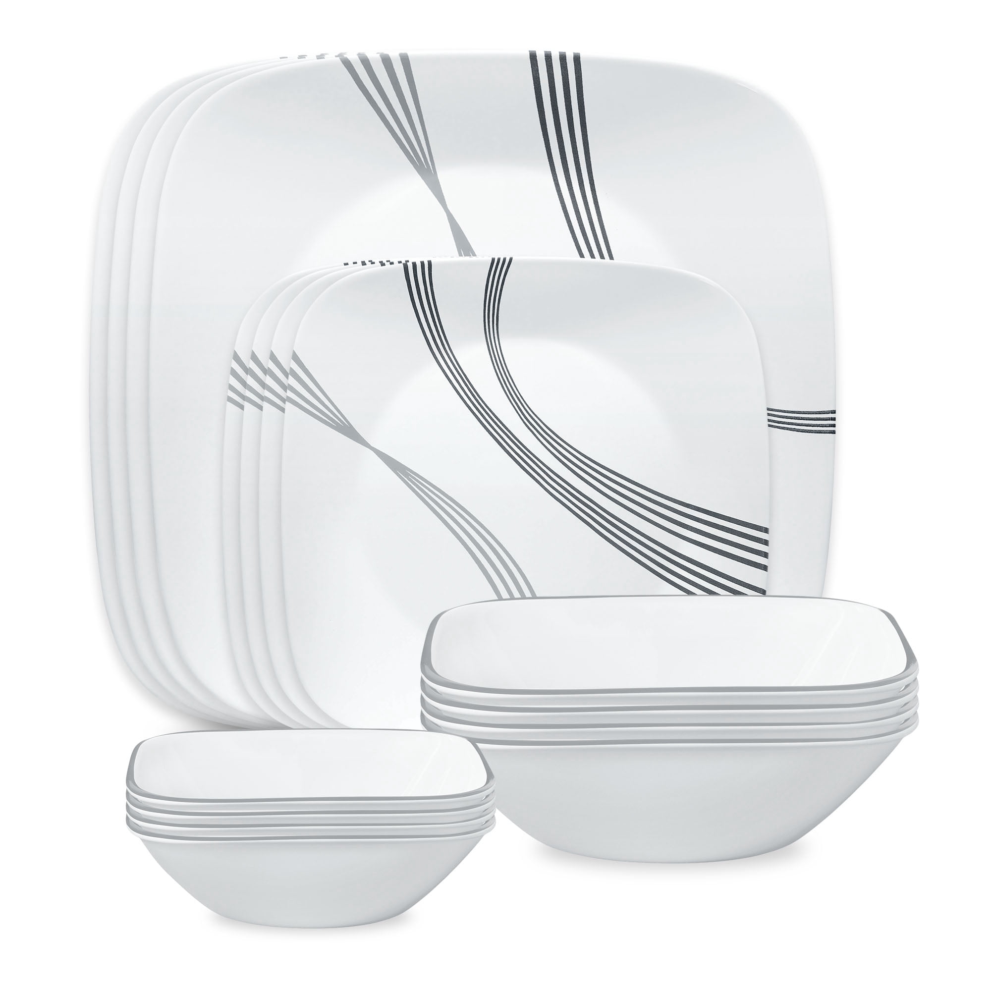Corelle Urban Arc 16-Piece Square Glass Dinnerware Set (Service for 4)