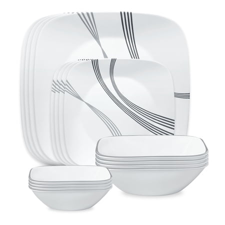 Corelle Urban Arc 16-Piece Square Glass Dinnerware Set (Service for 4)