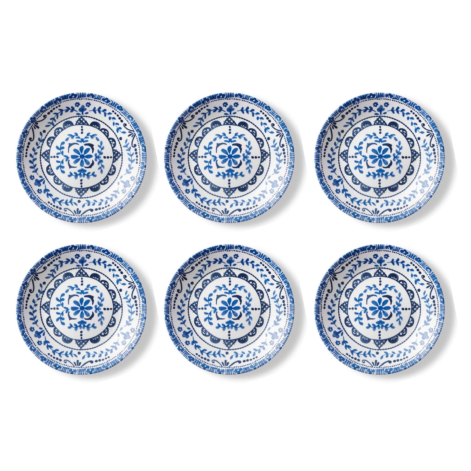 Corelle Vitrelle Appetizer Plates Set, Triple Layer Glass and Chip Resistant, 6-3/4-Inch Lightweight Round Plates, Portofino (Set of 6)