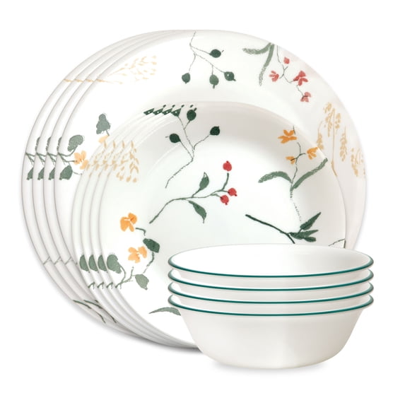 Corelle Wildflower Scatter 12-Piece Glass Dinnerware Set (Service for 4)