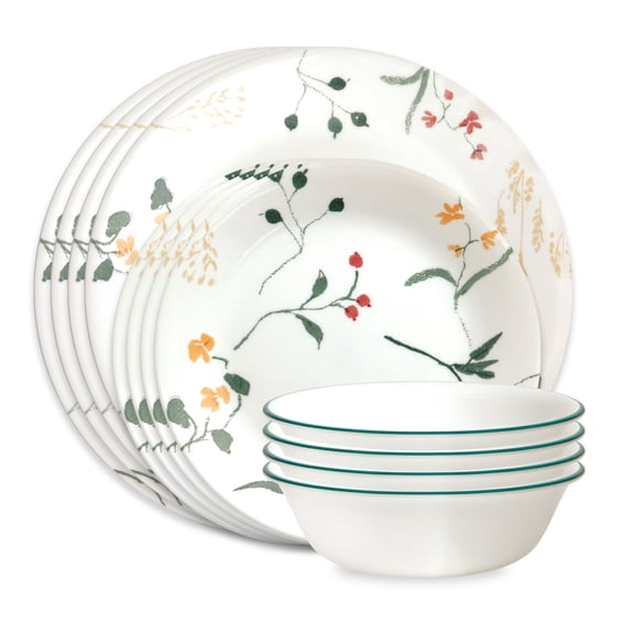 Corelle Wildflower Scatter 12-Piece Glass Dinnerware Set (Service for 4)