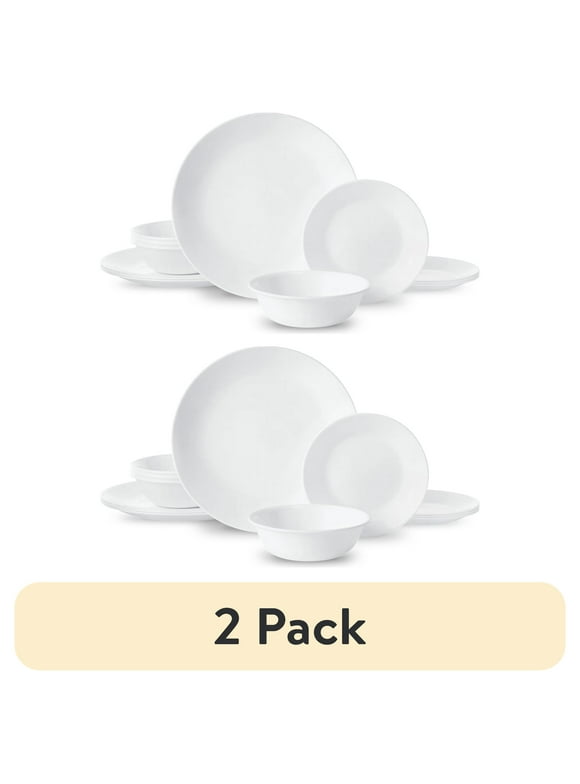 (2 pack) Corelle®- Winter Frost White, Round 12-Piece Dinnerware Set