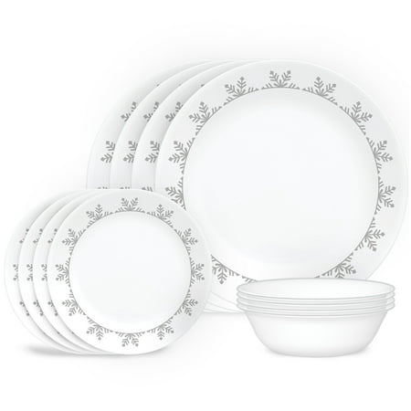 Corelle Winter 12 Piece Snowflake Holiday Dinnerware Set