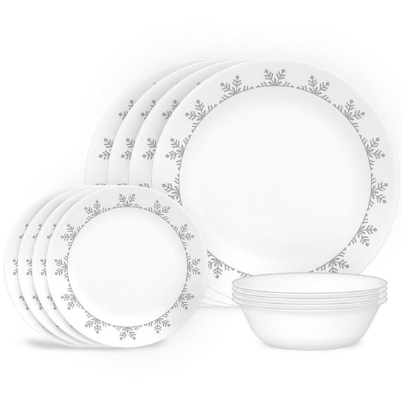 Corelle Winter 12 Piece Snowflake Holiday Dinnerware Set