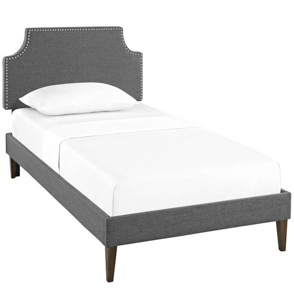 Modway Corene Twin Fabric Platform Bed with Squared Tapered Legs in Gray