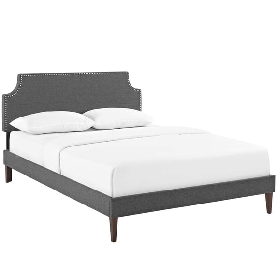 Modway Corene Full Fabric Platform Bed with Squared Tapered Legs in Gray