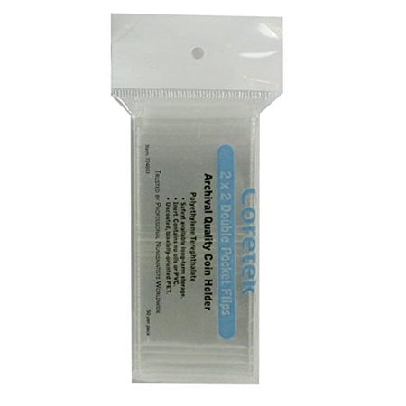 Coretek 2" x 2" Museum Quality Coin Flips 50 Pack