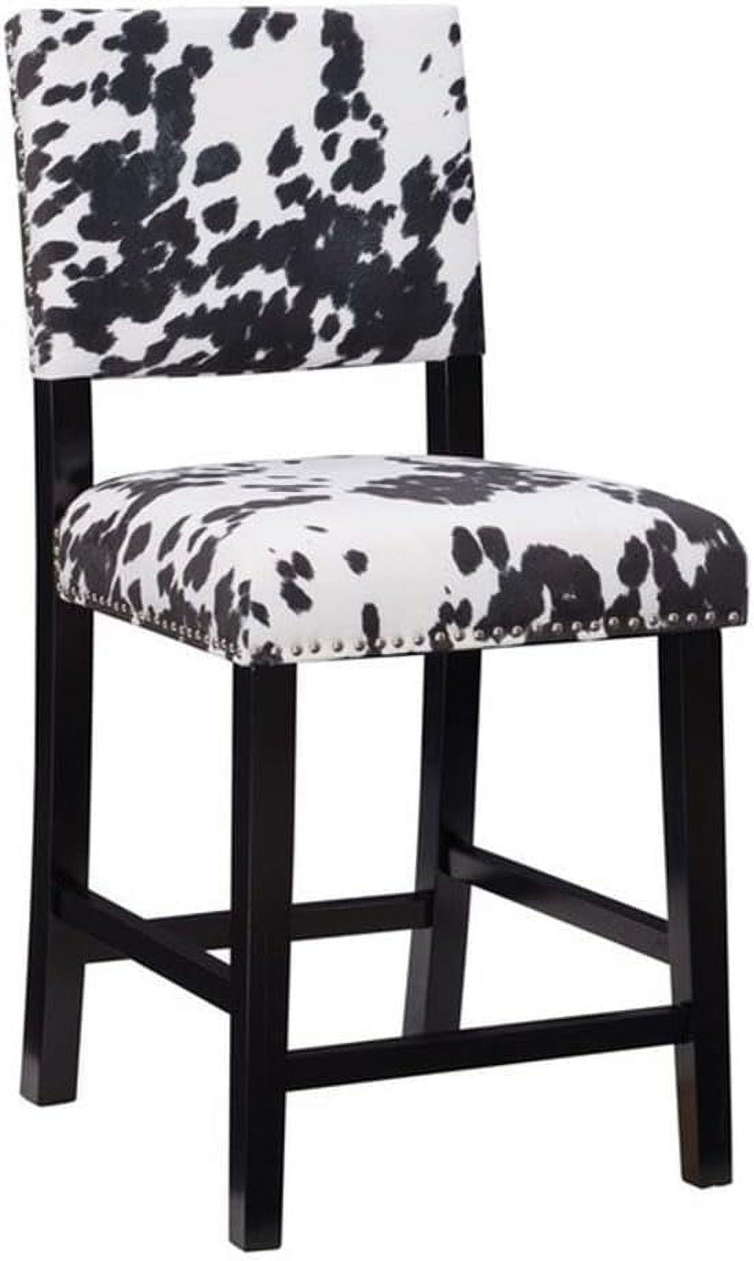 Clayton 24" Black Leather and Wood Swivel Counter Stool