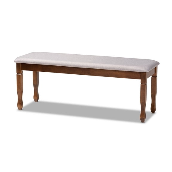 Corey Modern and Contemporary Grey Fabric Upholstered and Walnut Brown Finished Wood Dining Bench