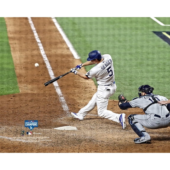 Corey Seager Los Angeles Dodgers Unsigned 2020 MLB World Series Champions Hitting Photograph