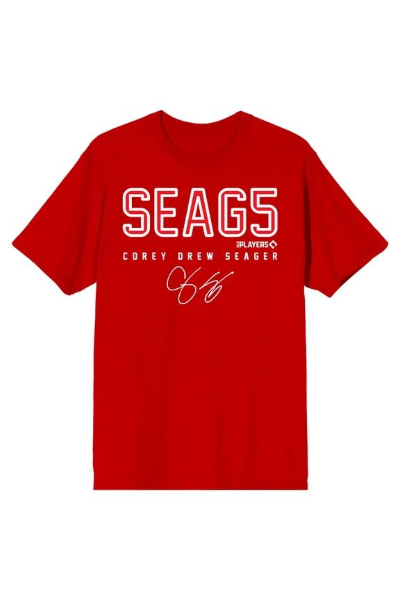 Corey Seager SEAG5 Women's Red Crew Neck Short Sleeve T-Shirt-Medium