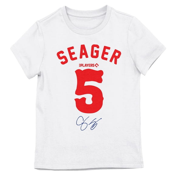 Corey Seager SEAGER5 Girl's White Crew Neck Short Sleeve T-Shirt-XL