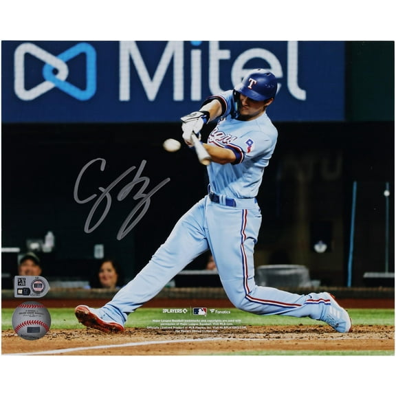 Corey Seager Texas Rangers Autographed 8" x 10" Blue Jersey Swing Photograph - Fanatics Authentic Certified