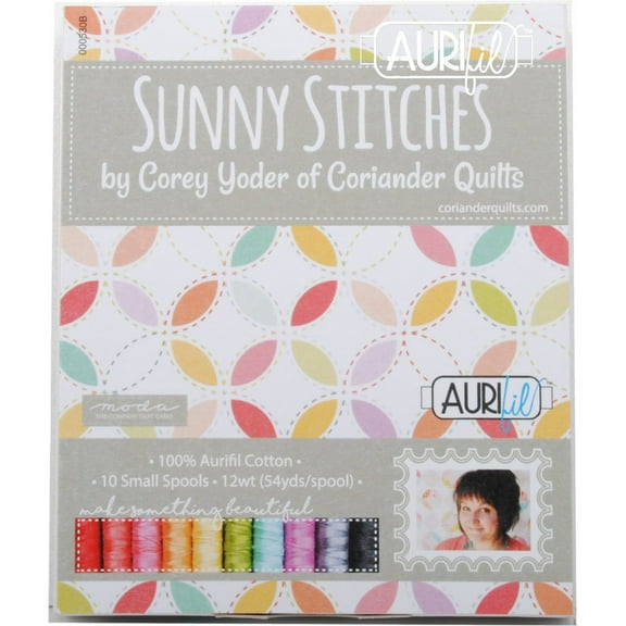 Corey Yoder Sunny Stitches Aurifil Thread Kit 10 Small Spools 12 Weight CY12SS10