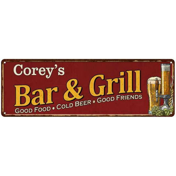 Corey's Bar and Grill Red Gift Man Cave Decor 6x18 Sign 206180054149