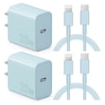 thumbnail image 1 of Coreykin 20W USB C Wall Charger-2 Pack Super Fast Charger with 6FT Cable-Compatible with iPhone 14/14Pro/13/13 Pro/12/12Pro/XS/Max/XR/X/8/8 Plus-Blue, 1 of 7