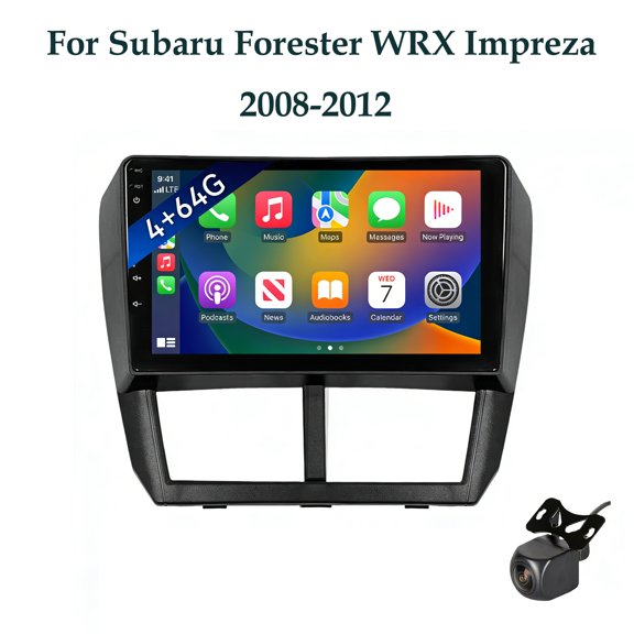 Corfhy 4+64GB Car Radio Stereo for Subaru Forester WRX Impreza 2008-2012 9-inch Android 15 with Wireless CarPlay and Android Auto WiFi Head Unit BT SWC