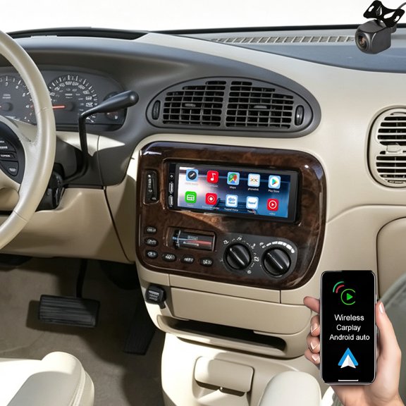 Corfhy 6.86" Android 15 Car Stereo for Chrysler Town & Country 1990-2000 with Wireless CarPlay & Android Auto GPS Navigation Bluetooth 5.0 WiFi DSP SWC 2+64G