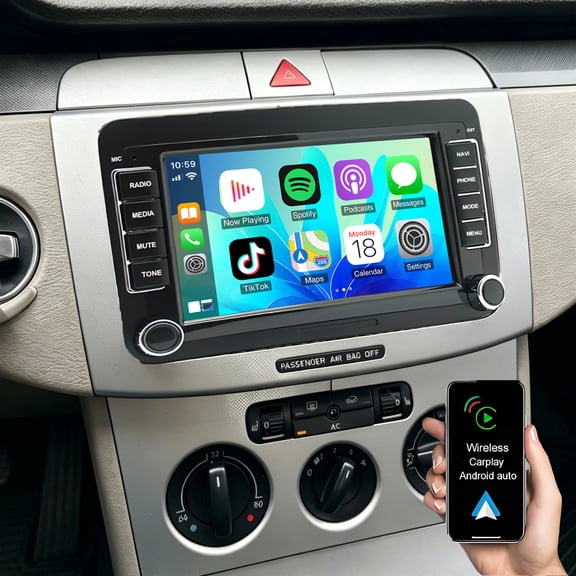 Corfhy Android 15 Car Stereo for VW Passat CC Touran Tiguan Golf MK6 Jetta 7" IPS Touchscreen Radio with Wireless CarPlay & Android Auto GPS Navigation BT SWC 2+32G