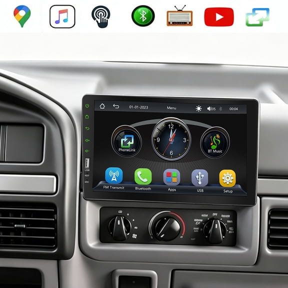 Corfhy Single Din Car Stereo for Ford Bronco 1992-1996 9 Inch HD Touch Screen with Carplay FM MP5 Player Car Audio Receivers BT Mirror Link USB Camera
